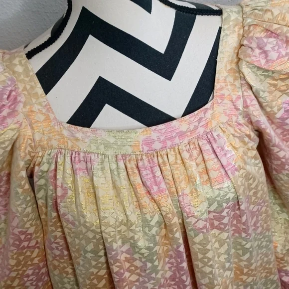 Mr. Larkin Pastel Ethereal Fairy Coquette Metallic Ode Sz S Midi Dress - Picture 14 of 15